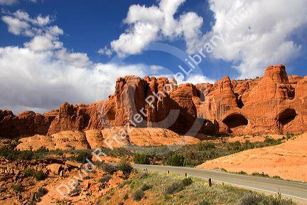 Rock formations at Arches National Park near Moab, Utah.