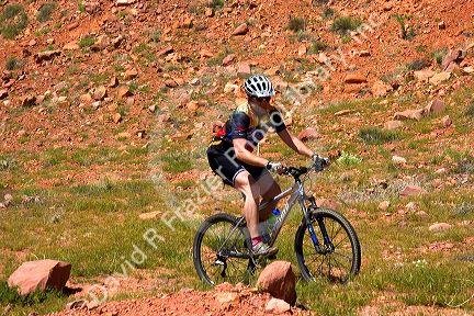 Mountain biking in the desert near Moab, Utah. 