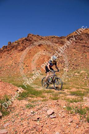 Mountain biking in the desert near Moab, Utah. 