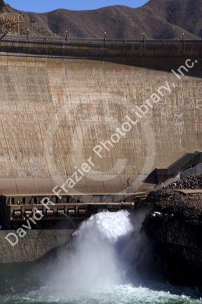 Water pours out of a valve in the Arrowrock Dam in Idaho.