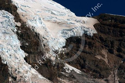 Glacier fields on Mt. Rainier in Mt. Rainier National Park, Washington.