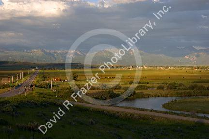 Late evening view of Teton Valley in Idaho along highway 33.