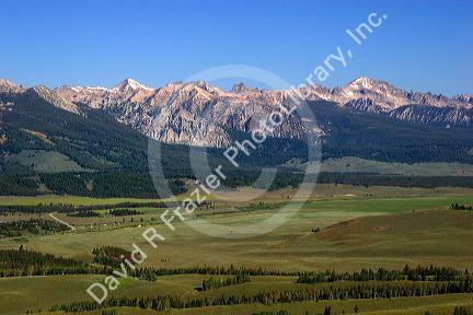Sawtooth Mountains and Stanley Basin seen from the Galena summit viewpoint, Idaho.