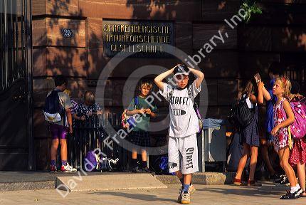 German children visit a museum in Frankfurt, Germany,