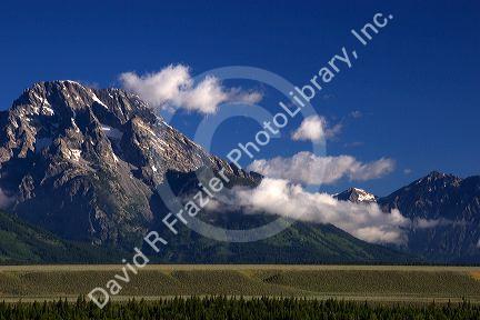 Morning fog around the Grand Teton Mountains, Wyoming.
