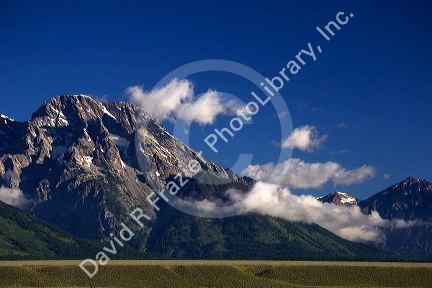 Morning fog around the Grand Teton Mountains, Wyoming.