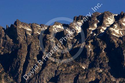 Rugged face of the Teton Mountains, Wyoming.