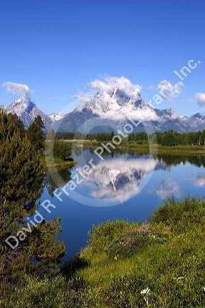 Teton Mountains in Grand Teton National Park, Wyoming along the Snake River.