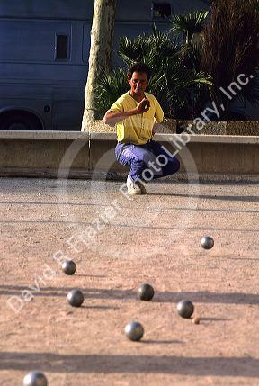 A bocci ball player in France.