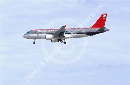 Northwest airlines Airbus 320 at landing.