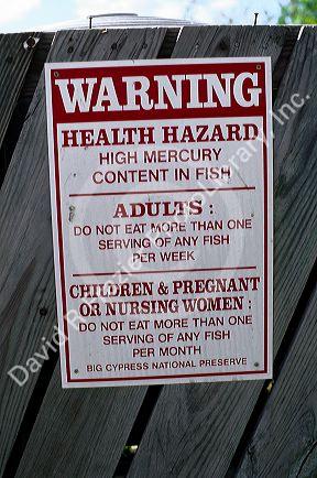 Mercury health warning sign in Florida.