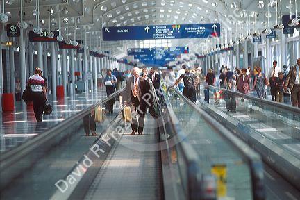 Conveyor sidewalk in O'Hare Airport in Chicago, IL.