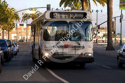 A city bus in San Francisco, California.