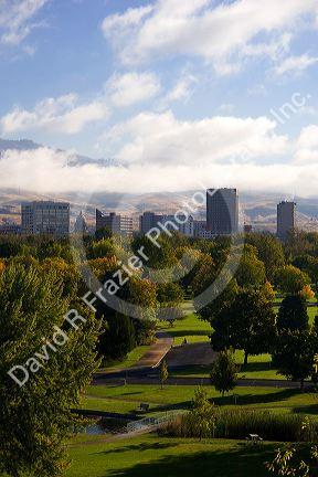 Fog lifting over Boise, Idaho.