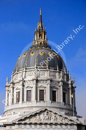 The dome of the city hall in San Francisco, California.