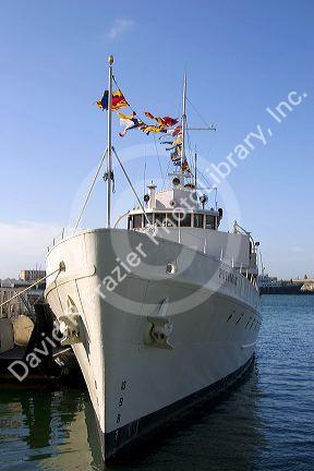 The presidential yacht named Patomac used by Franklin D. Roosevelt moored at Oakland, California.