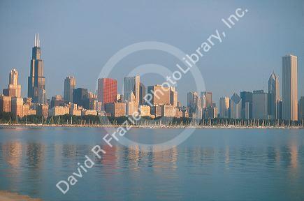 Chicago skyline along Lake Michigan waterfront with