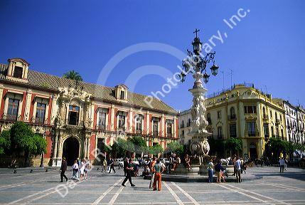 The Plaza del Triunfo in Seville, Spain.