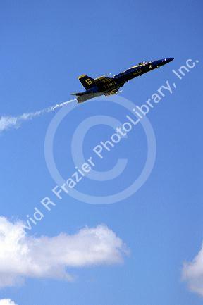 A Blue Angel f-18 supersonic jet.