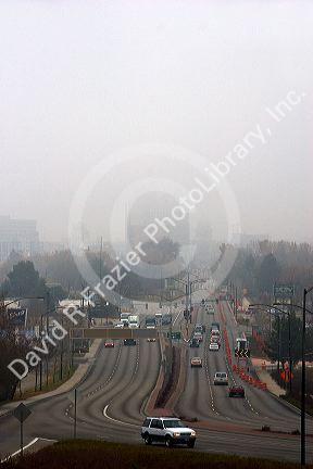 Fog covers downtown Boise, Idaho.