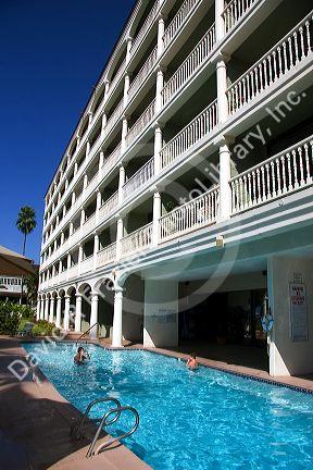 Lahaina Shores Beach Resort Hotel swimming pool on the island of Maui, Hawaii.