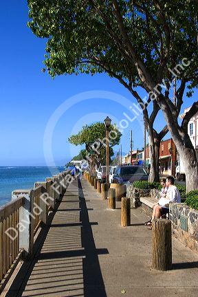 Ocean view from Front Street in Lahaina on the island of Maui, Hawaii.