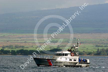 U.S. Coast Guard boat off the island of Maui, Hawaii.
