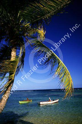 Small boats in the Caribbean Sea off the coast of Puerto Rico.