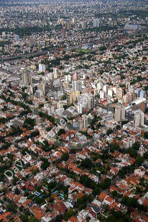 Aerial view of suburban Buenos Aires, Argentina.