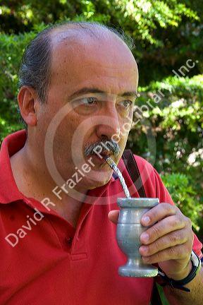 Man drinking yerba mate in Argentina.