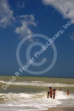 Beach scene at Pinamar, Argentina.