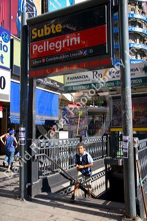 Boy exiting the the subway system in Buenos Aires, Argentina.