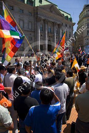 Bolivians living in Argentina protesting the visit of Evo Morales in front of Casa Rosada in Buenos Aires, Argentina. January 2006.