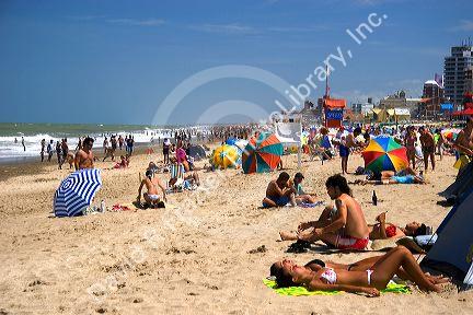 Beach scene at Pinamar, Argentina.