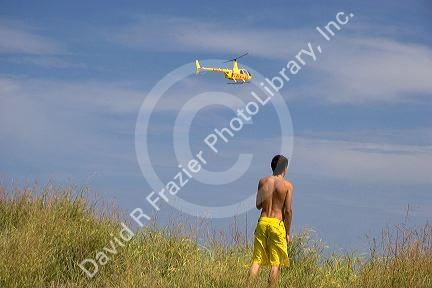 Robinson R-44 Helicopter in Pinamar, Argentina.