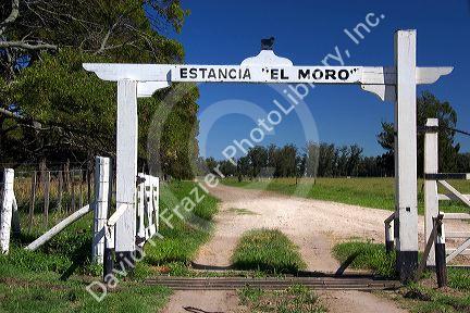 Entrance to an estancia ranch on the pompas of Argentina north of Neccochea.