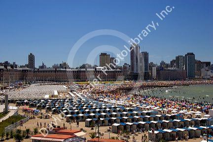 Beach scene at Mar del Plata, Argentina.