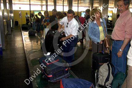 Baggage claim belt at the airport in Buenos Aires, Argentina.