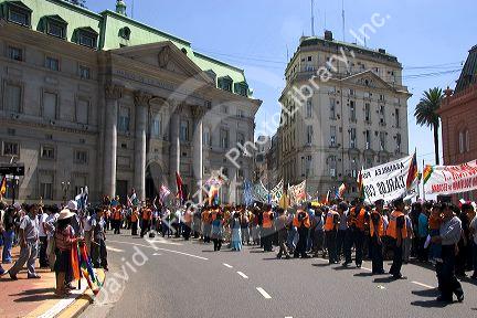 Bolivians living in Argentina protesting the visit of Evo Morales in front of Casa Rosada in Buenos Aires, Argentina. January 2006.