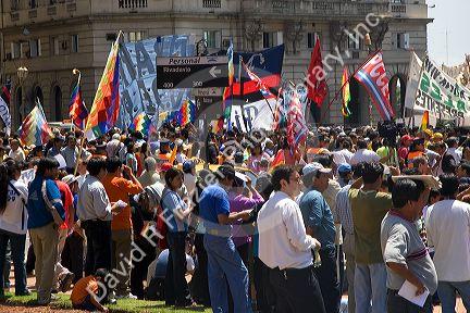 Bolivians living in Argentina protesting the visit of Evo Morales in front of Casa Rosada in Buenos Aires, Argentina. January 2006.