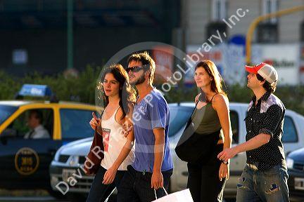 Pedestrians walking in Buenos Aires, Argentina.