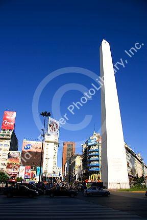 The Oblisk in Plaza de la Republica in Buenos Aires, Argentina.