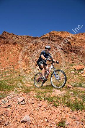 Mountain biking in the desert near Moab, Utah. 