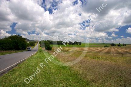 Farmland and clouds near Tamil, Argentina.