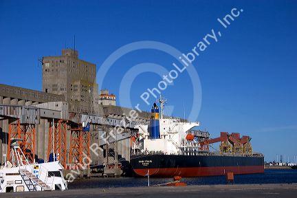 Grain loading facility at Neccochea, Argentina.