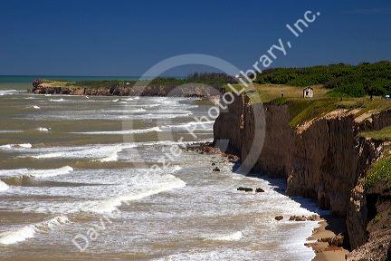Ocean cliffsalong the Atlantic coast south of Mar del Plata, Argentina.