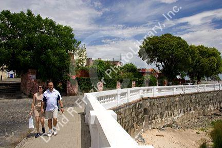 Promenade along the waterfront in Colonia, Uraguay.