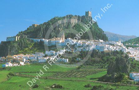 Zahara a mountainside white village near Ronda, Spain.
