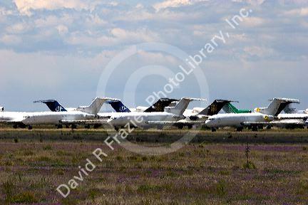 Boeing 727 jet scrap yard at Roswell, New Mexico.