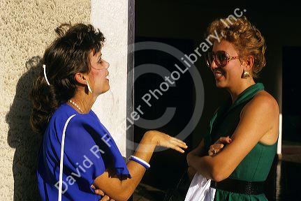 Puerto Rican women talking in Puerto Rico.